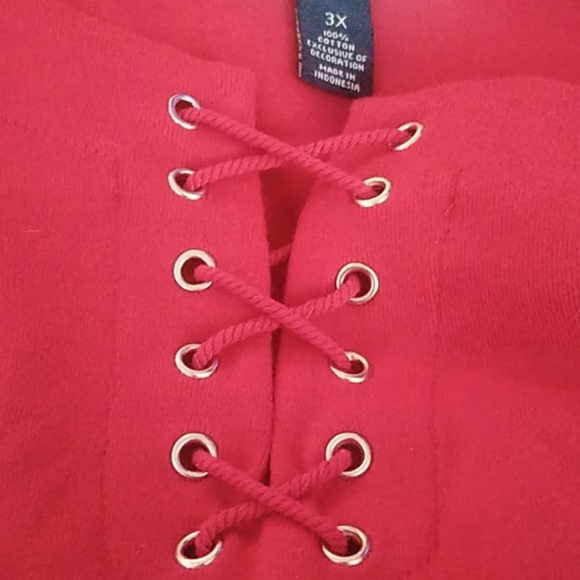 Karen Scott 3X Red 100 Percent Cotton Dress - Picture 2 of 8